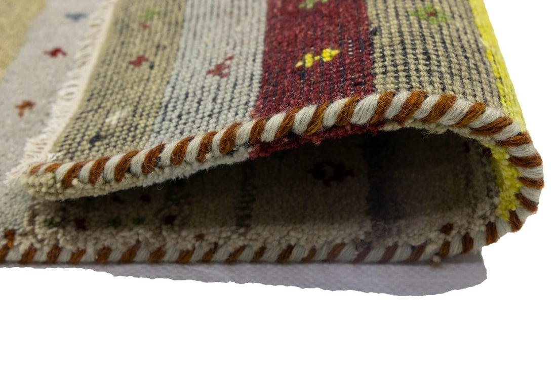 Multicolored Stripes Tribal 1'4X4 Indo-Gabbeh Oriental Rug - 13