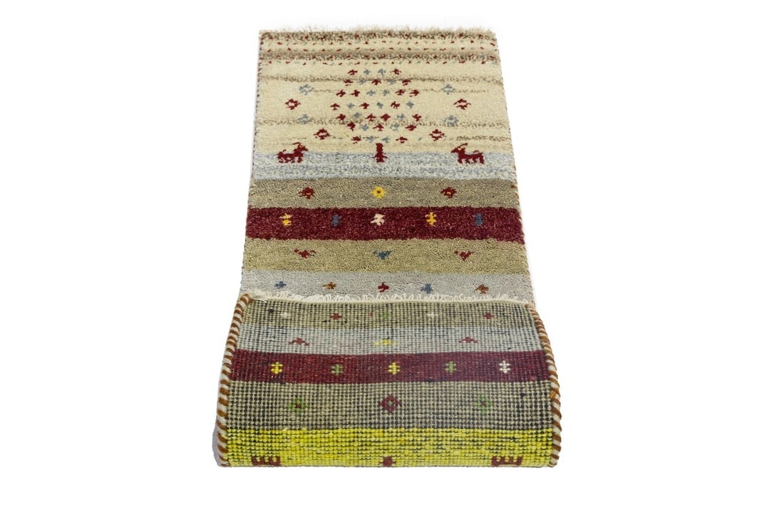 Multicolored Stripes Tribal 1'4X4 Indo-Gabbeh Oriental Rug - 14