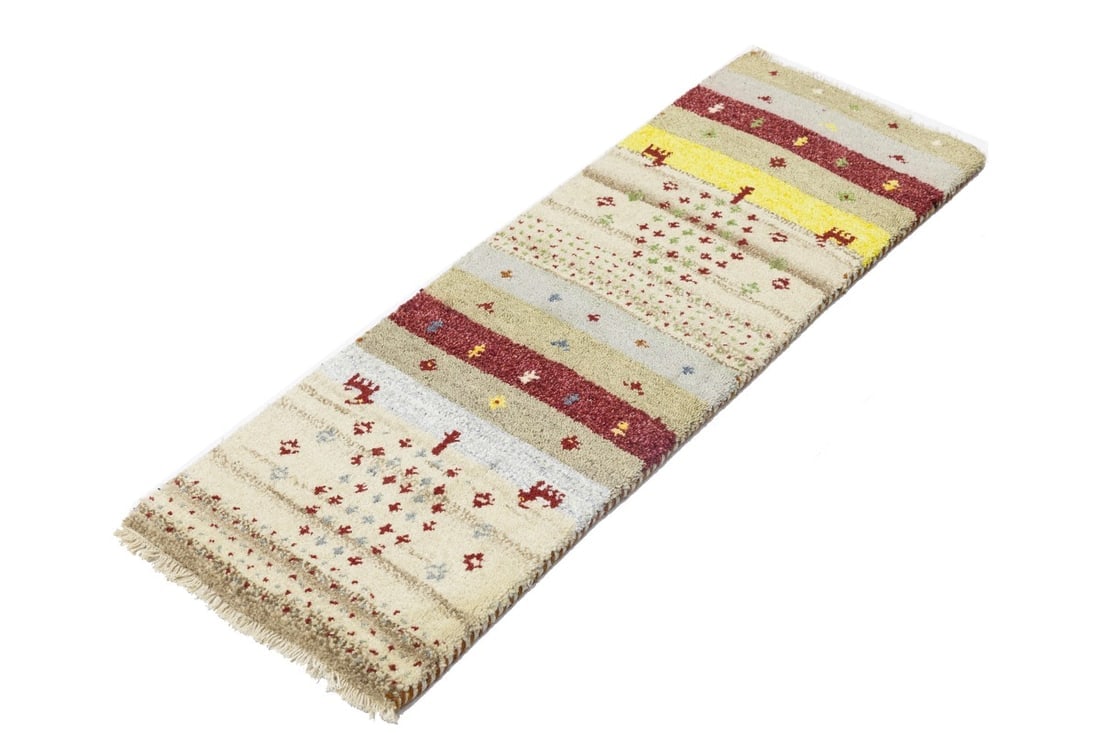 Multicolored Stripes Tribal 1'4X4 Indo-Gabbeh Oriental Rug - 6