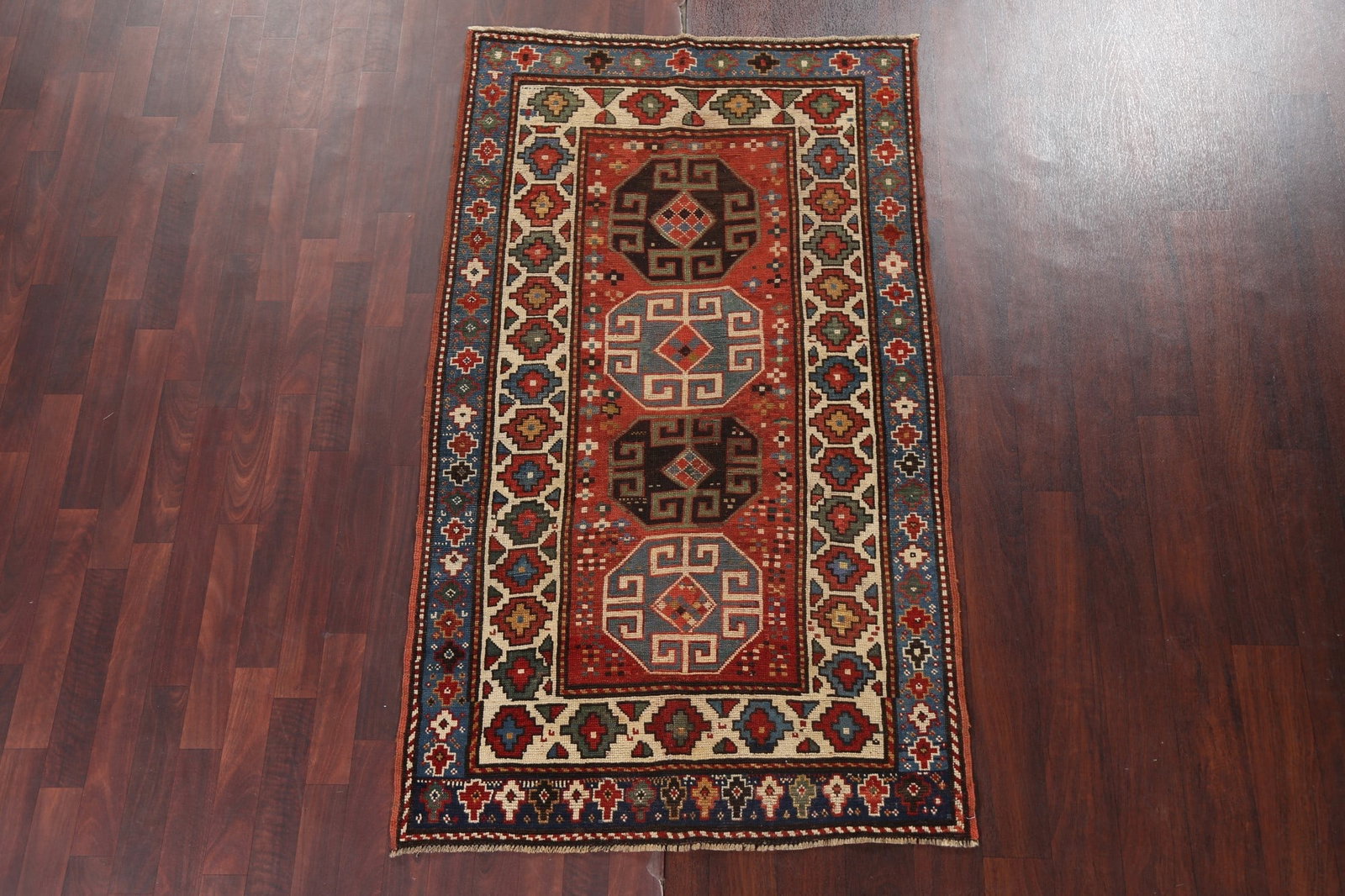 Pre-1900 Antique Vegetable Dye Kazak Oriental Rug 4x6 - 15