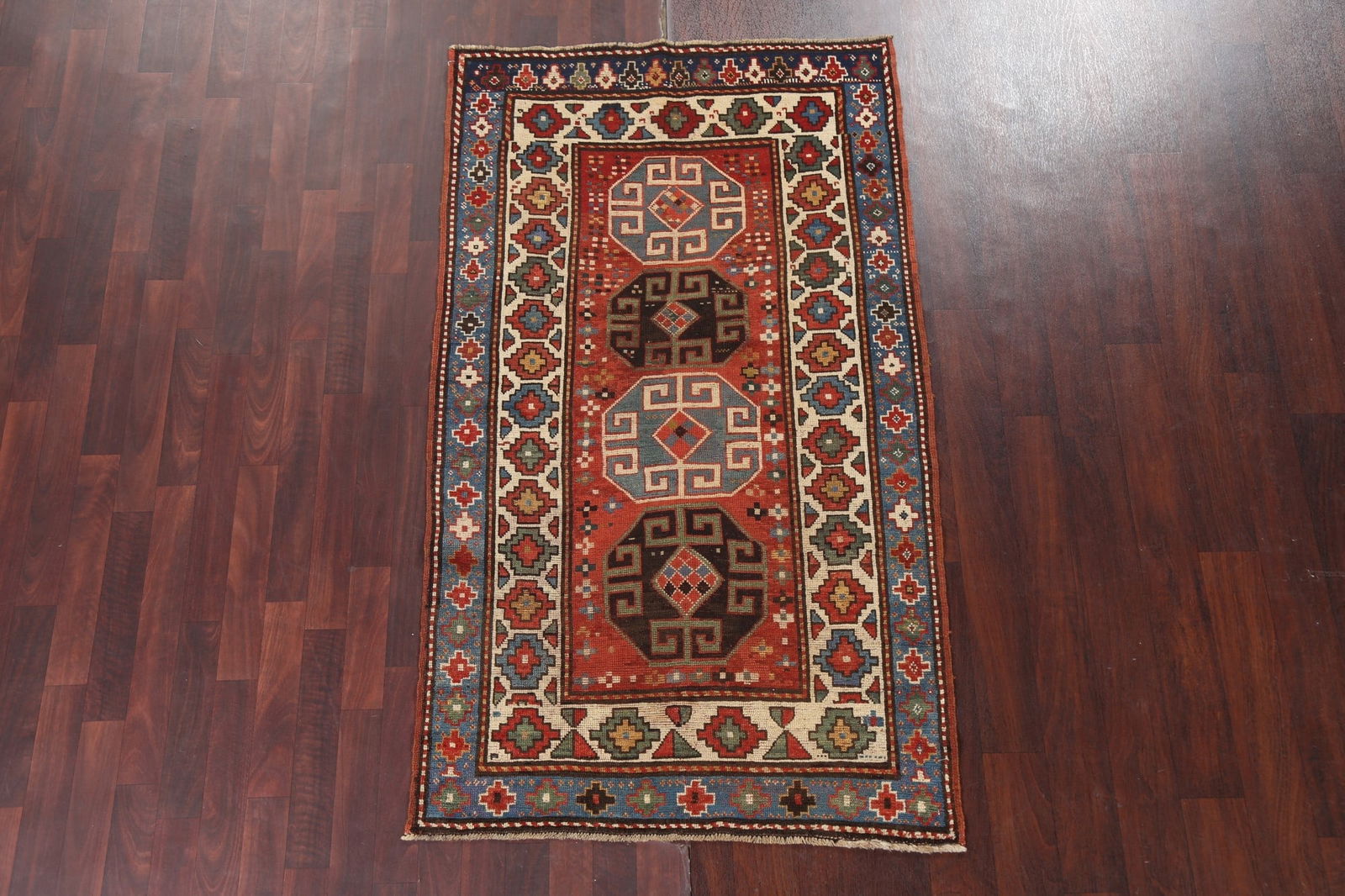 Pre-1900 Antique Vegetable Dye Kazak Oriental Rug 4x6 - 3
