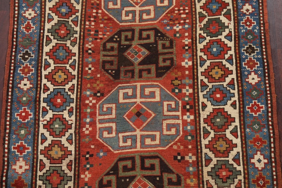 Pre-1900 Antique Vegetable Dye Kazak Oriental Rug 4x6 - 5