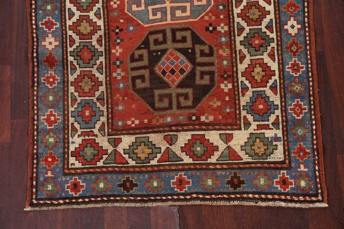 Pre-1900 Antique Vegetable Dye Kazak Oriental Rug 4x6 - 6