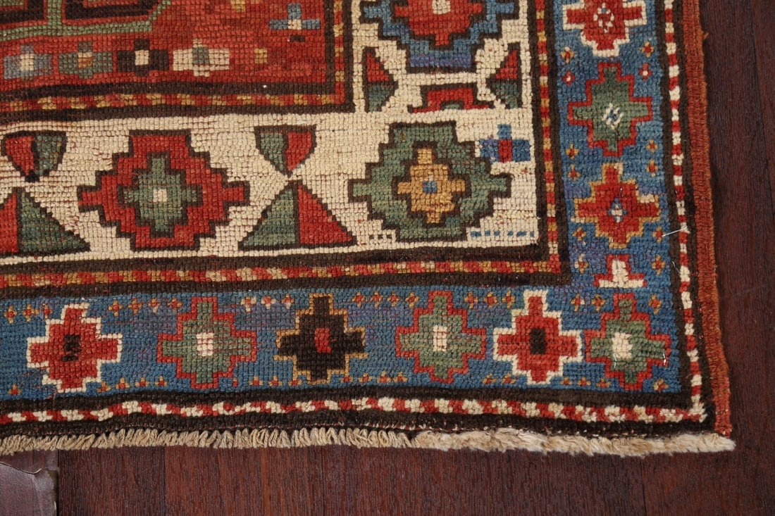 Pre-1900 Antique Vegetable Dye Kazak Oriental Rug 4x6 - 7