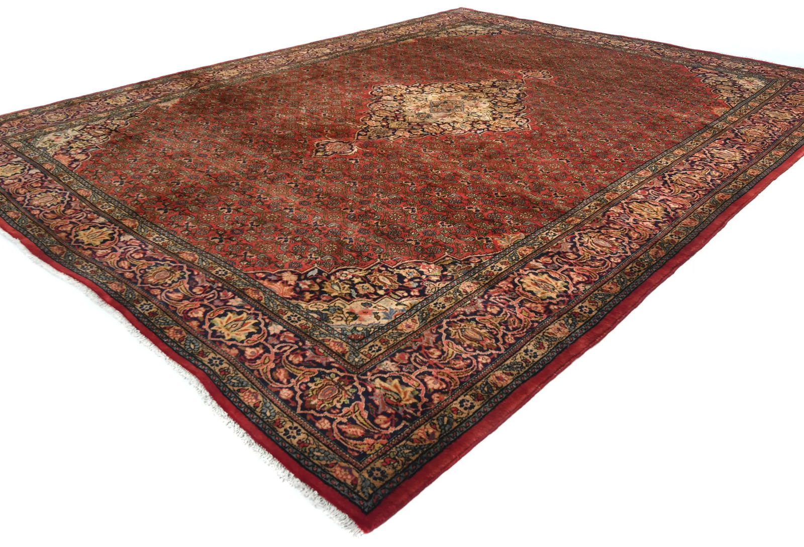 Vintage Orange-red Tribal Floral 10X13 Bidjar Persian Rug - 3