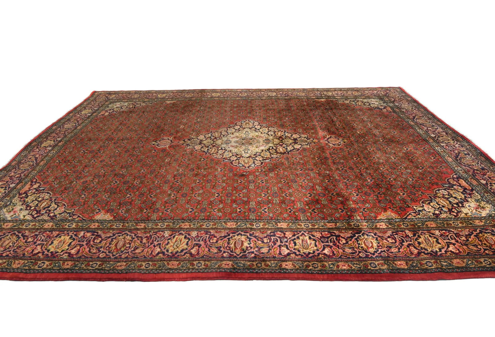 Vintage Orange-red Tribal Floral 10X13 Bidjar Persian Rug - 4