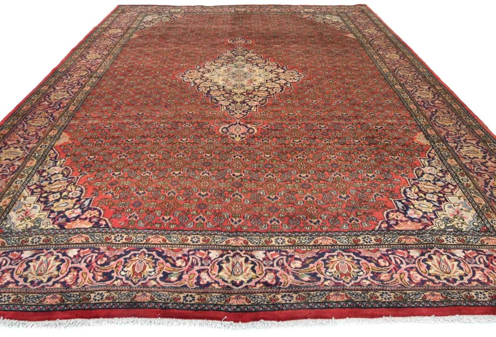 Vintage Orange-red Tribal Floral 10X13 Bidjar Persian Rug - 9