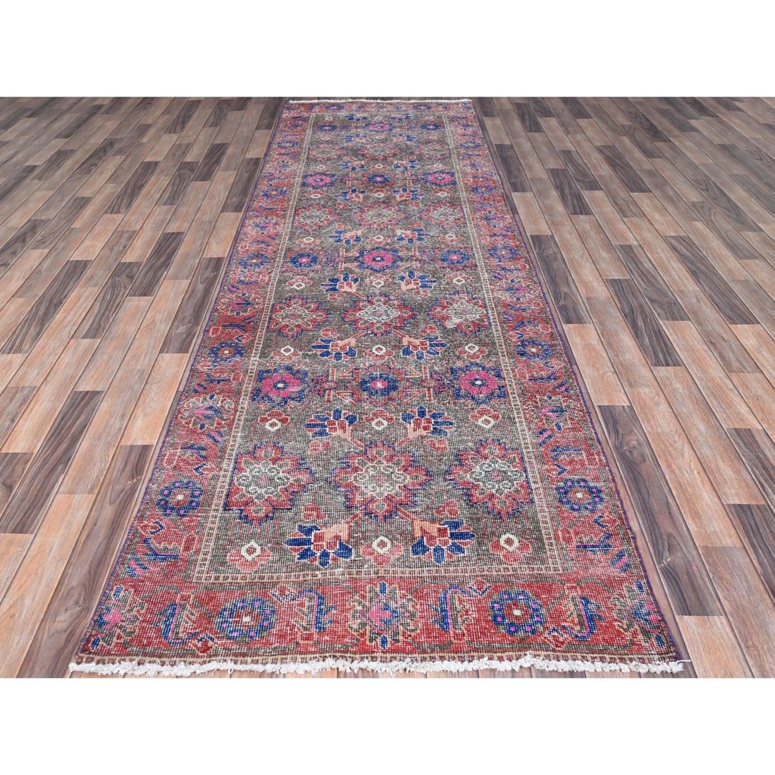 Gray Zoroastrian North West Village Vintage Runner Oriental Rug - 2