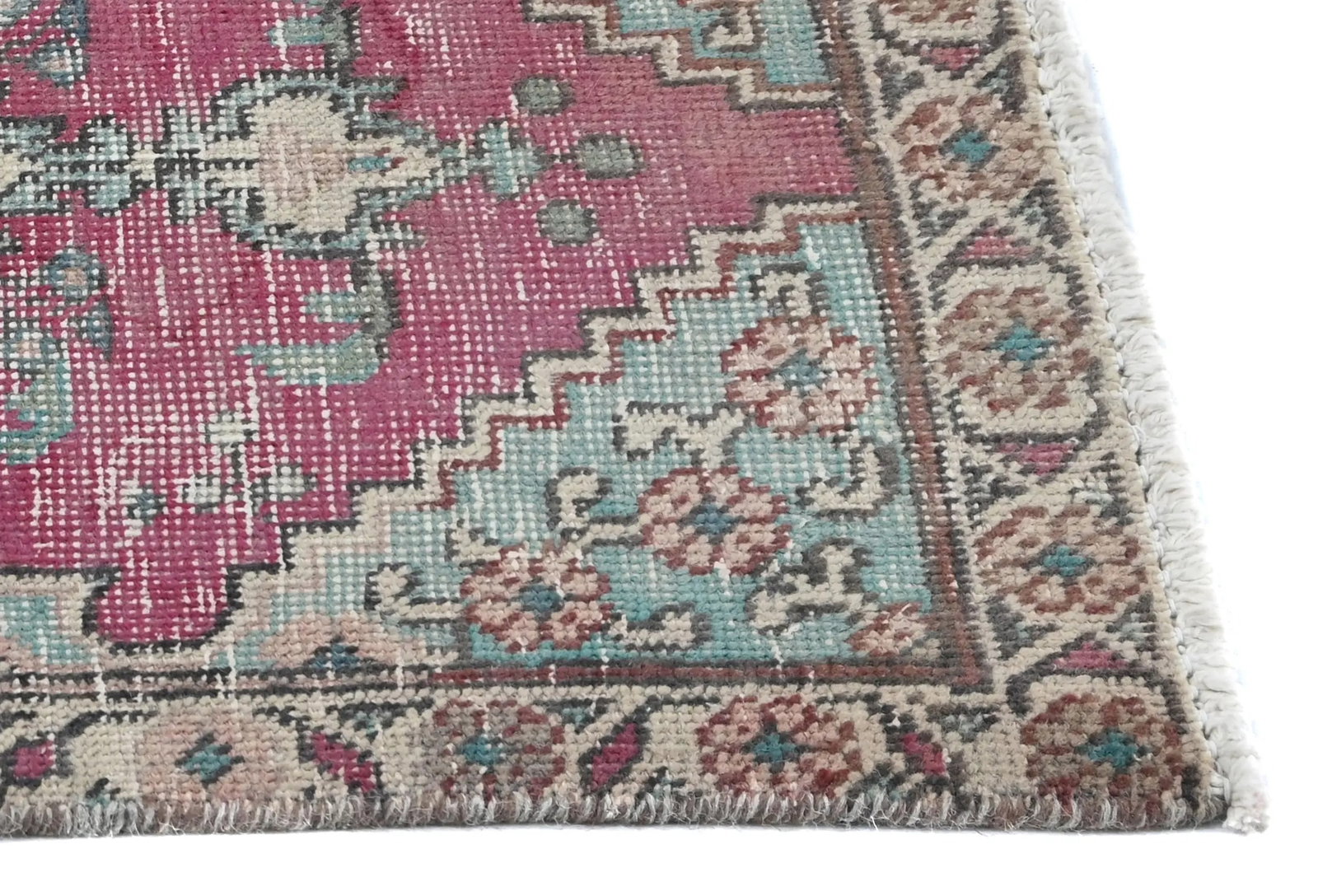 Semi Antique Muted Floral 1'6X2'3 Distressed Oriental Rug - 8