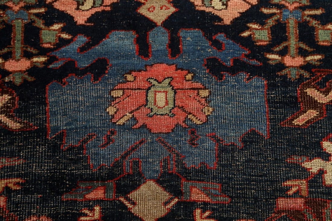Pre-1900 Antique Vegetable Dye Bidjar Halvaei Persian Rug 8x13 - 10
