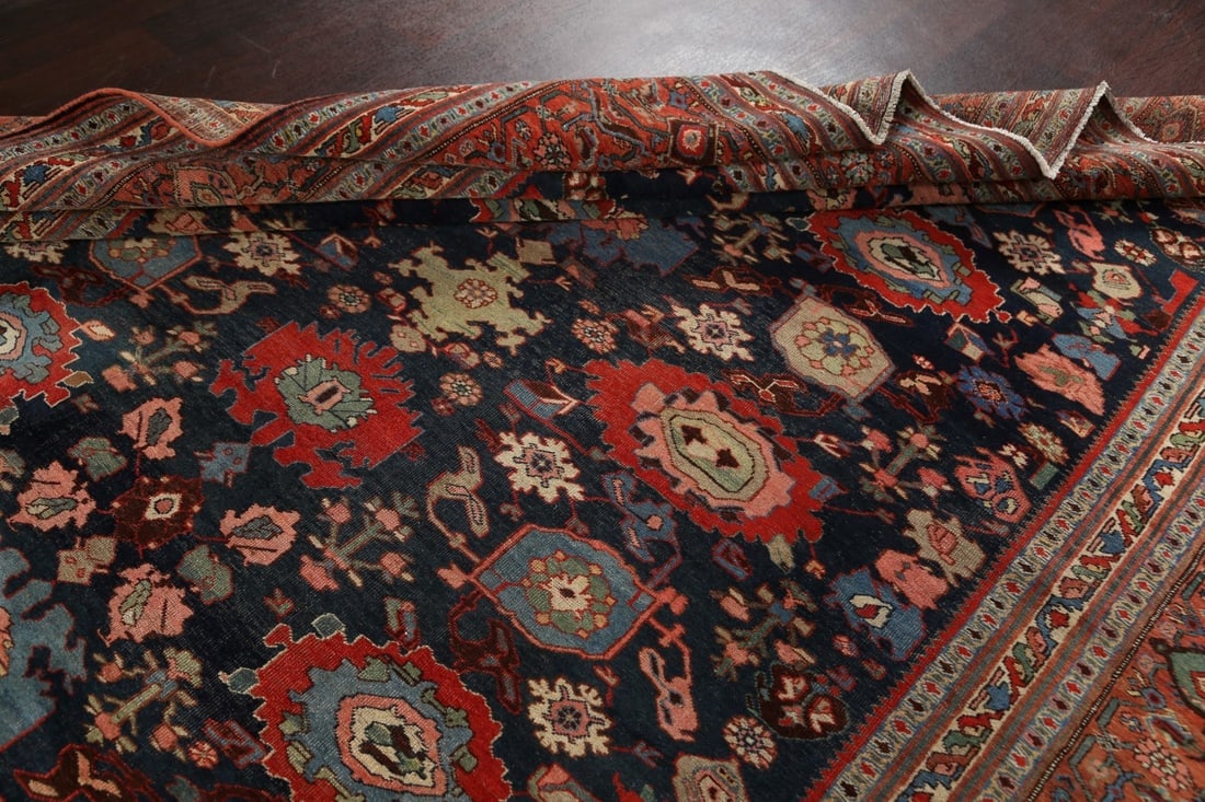 Pre-1900 Antique Vegetable Dye Bidjar Halvaei Persian Rug 8x13 - 16