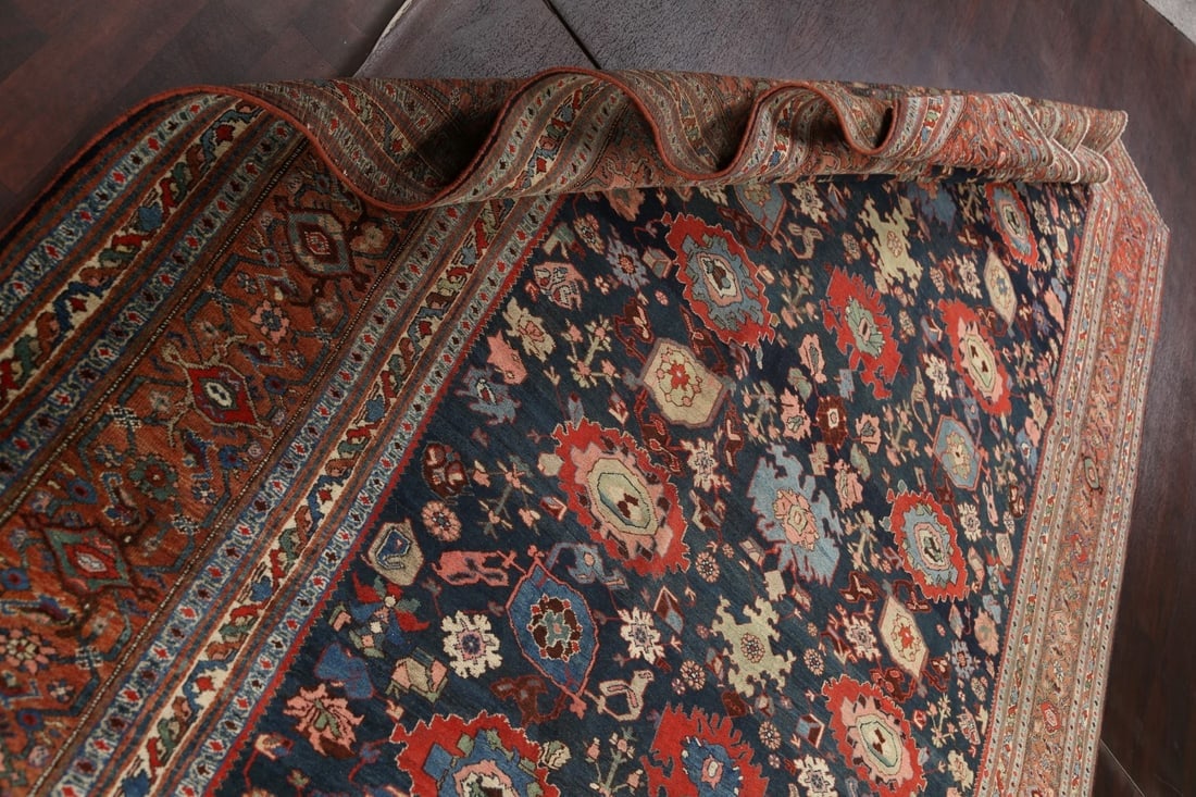 Pre-1900 Antique Vegetable Dye Bidjar Halvaei Persian Rug 8x13 - 17