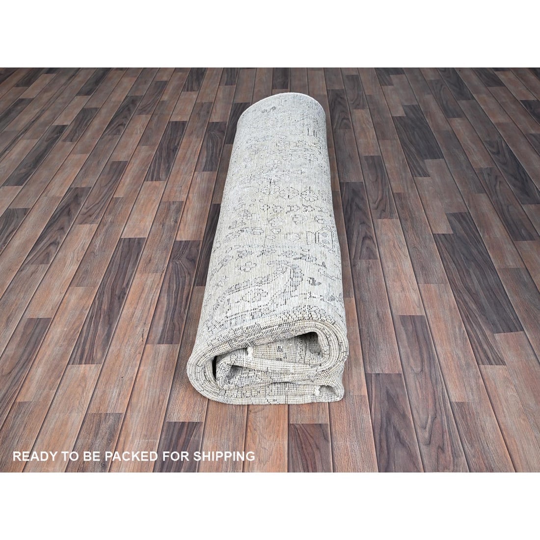 Decorators White Wool Hand Knotted Vintage White Wash Tabriz Rug - 9