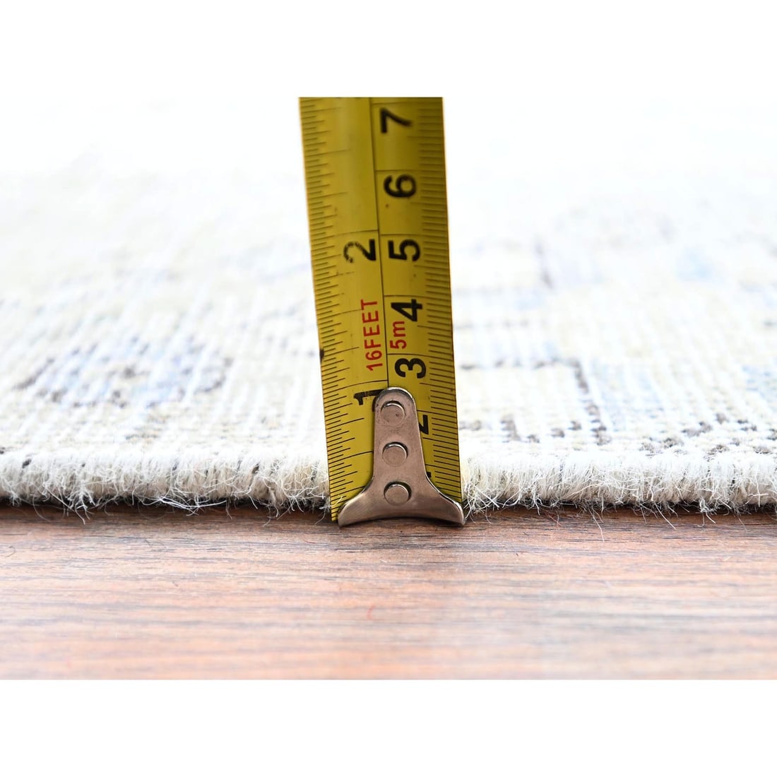 Decorators White Wool Hand Knotted Vintage White Wash Tabriz Rug - 10