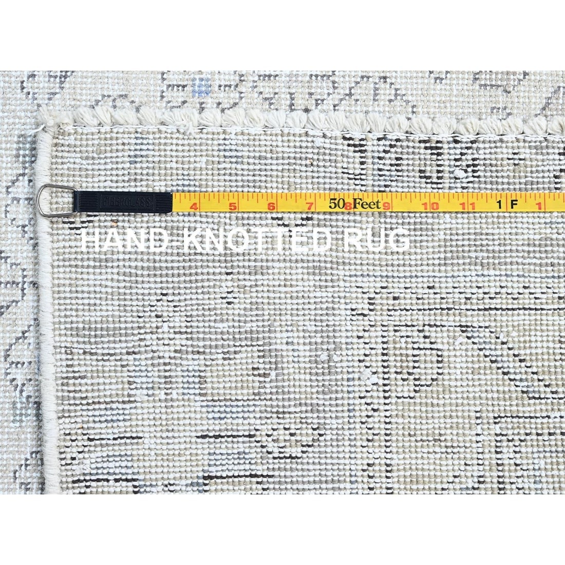 Decorators White Wool Hand Knotted Vintage White Wash Tabriz Rug - 11