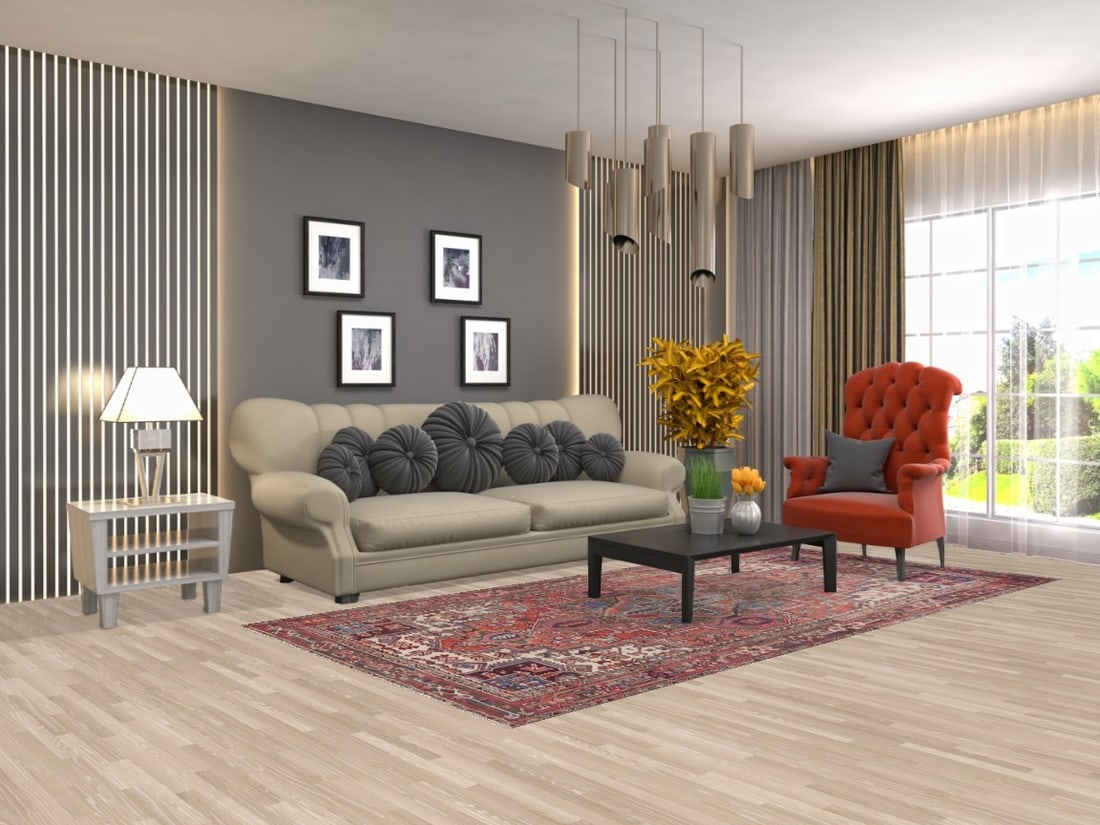 Antique Geometric Heriz Persian Area Rug 5x10 - 2