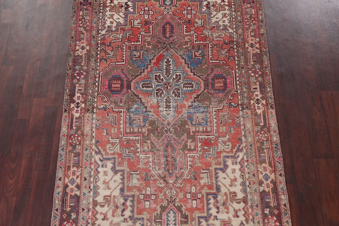 Antique Geometric Heriz Persian Area Rug 5x10 - 4