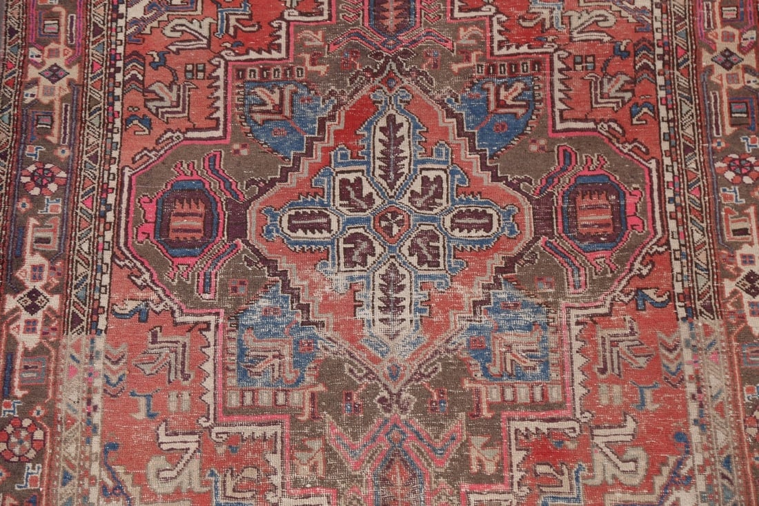Antique Geometric Heriz Persian Area Rug 5x10 - 5