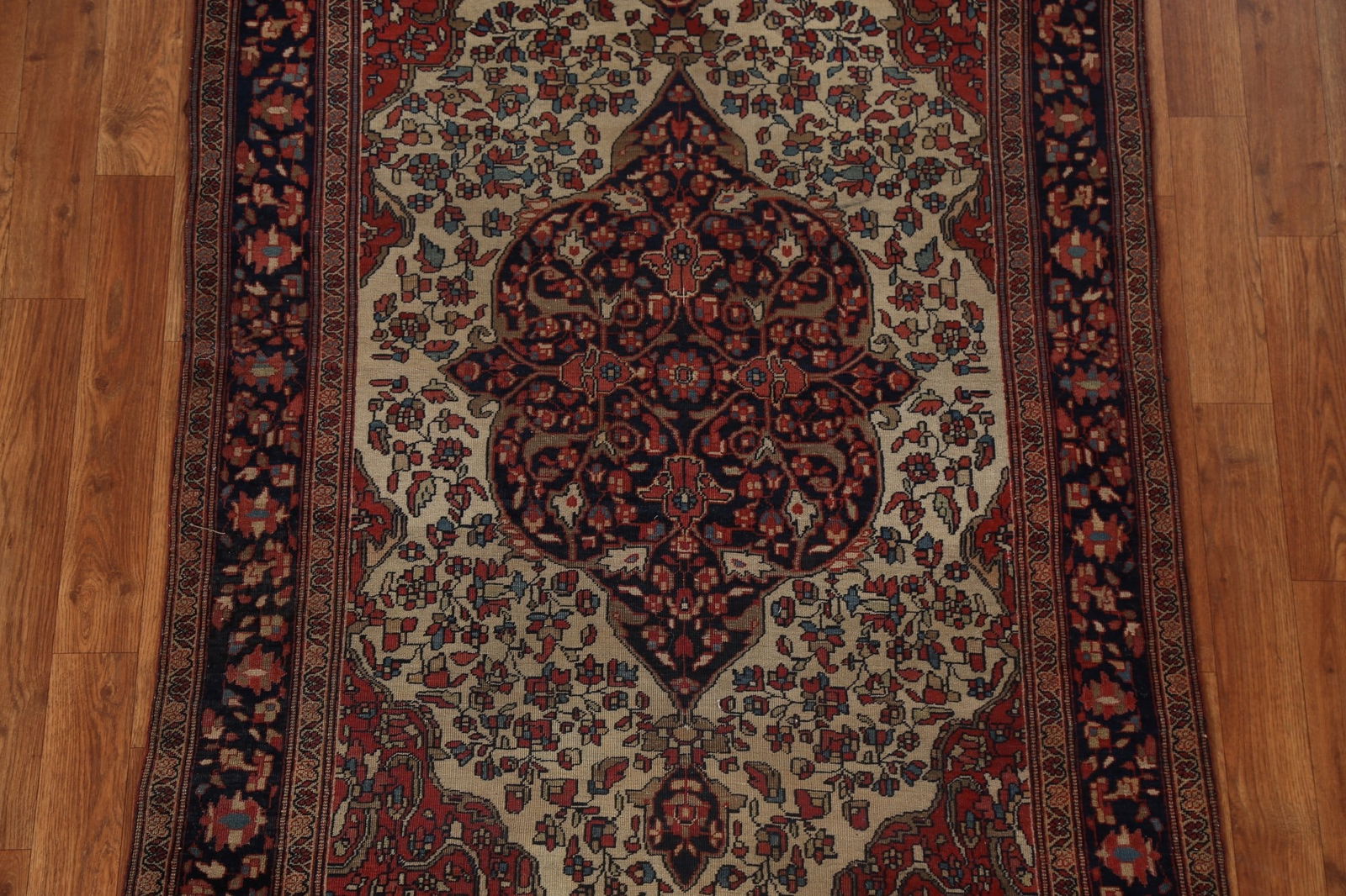 Pre-1900 Antique Vegetable Dye Sarouk Farahan Persian Rug 4x5 - 4