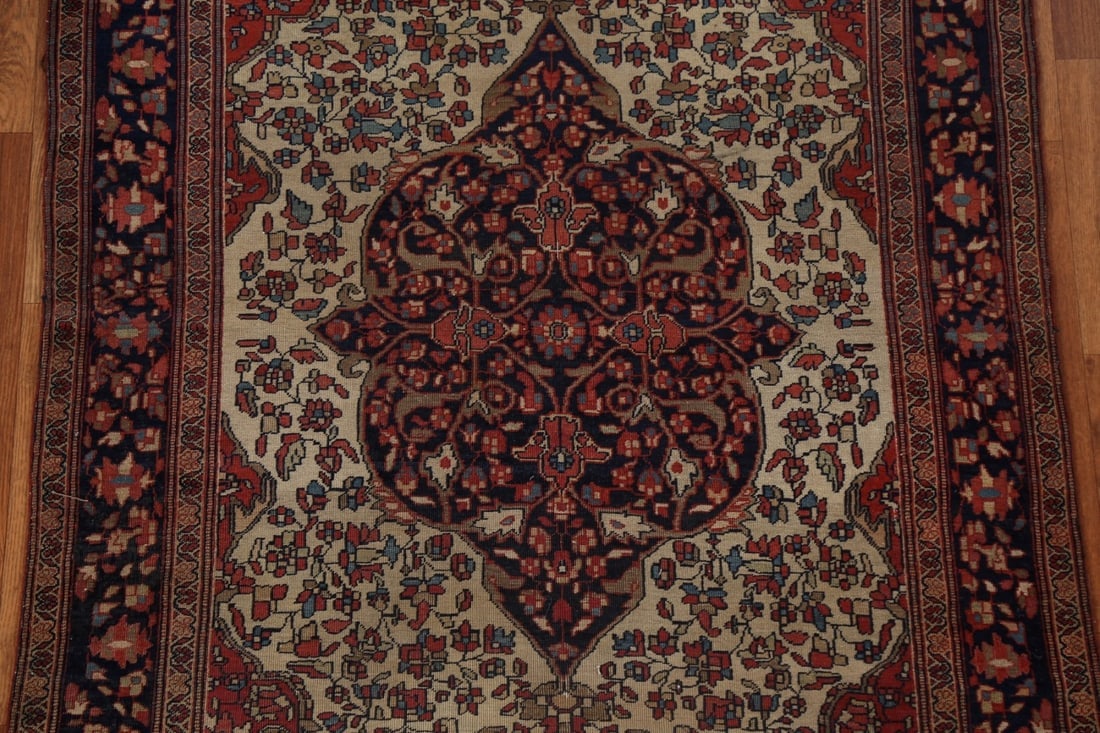 Pre-1900 Antique Vegetable Dye Sarouk Farahan Persian Rug 4x5 - 5