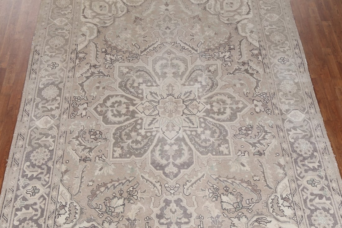 Antique Geometric Heriz Persian Area Rug 8x11 - 4