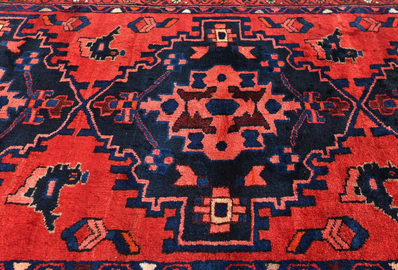 Vintage Red Floral Tribal 3'6X10'2 Hamedan Persian Runner Rug - 5