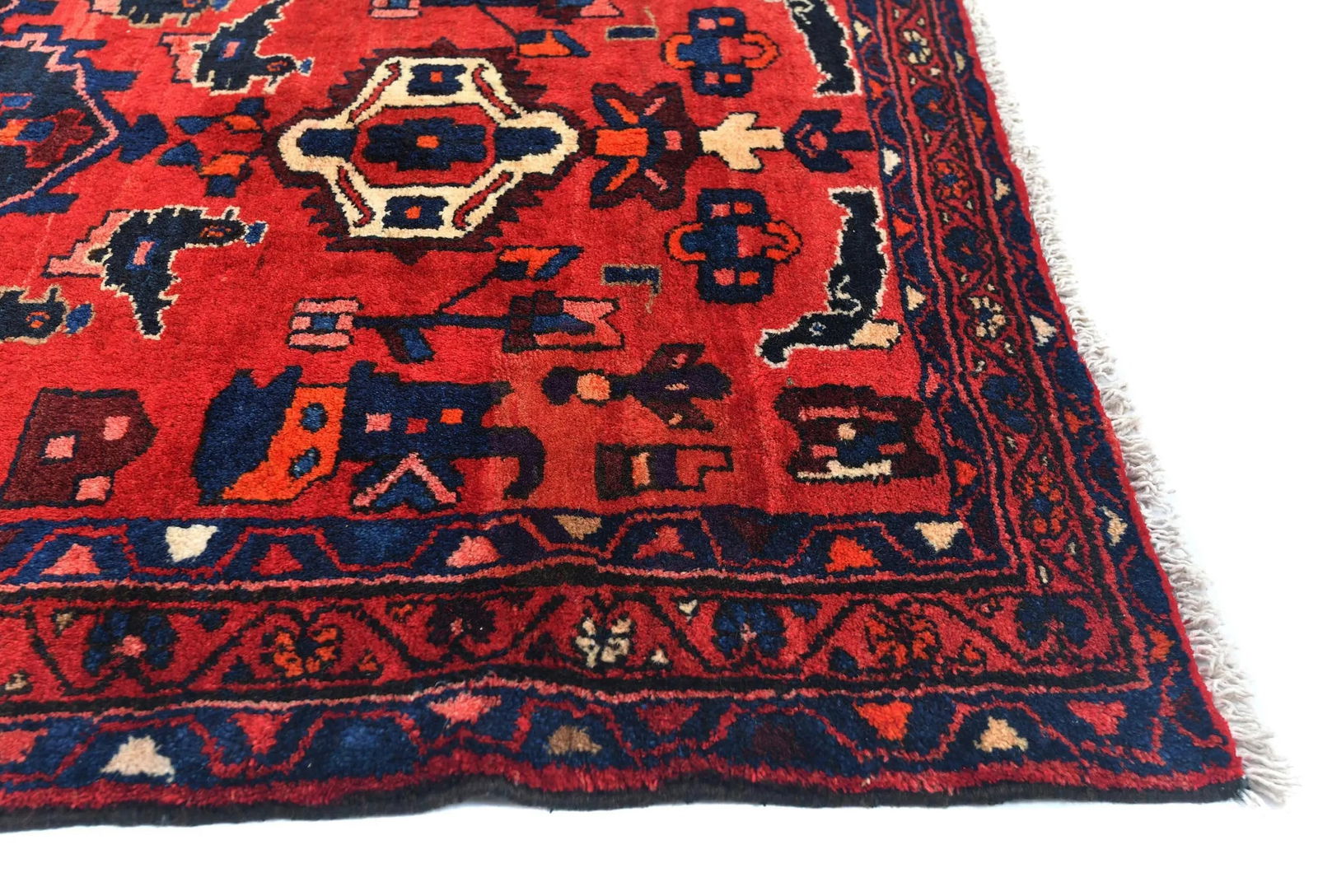 Vintage Red Floral Tribal 3'6X10'2 Hamedan Persian Runner Rug - 8
