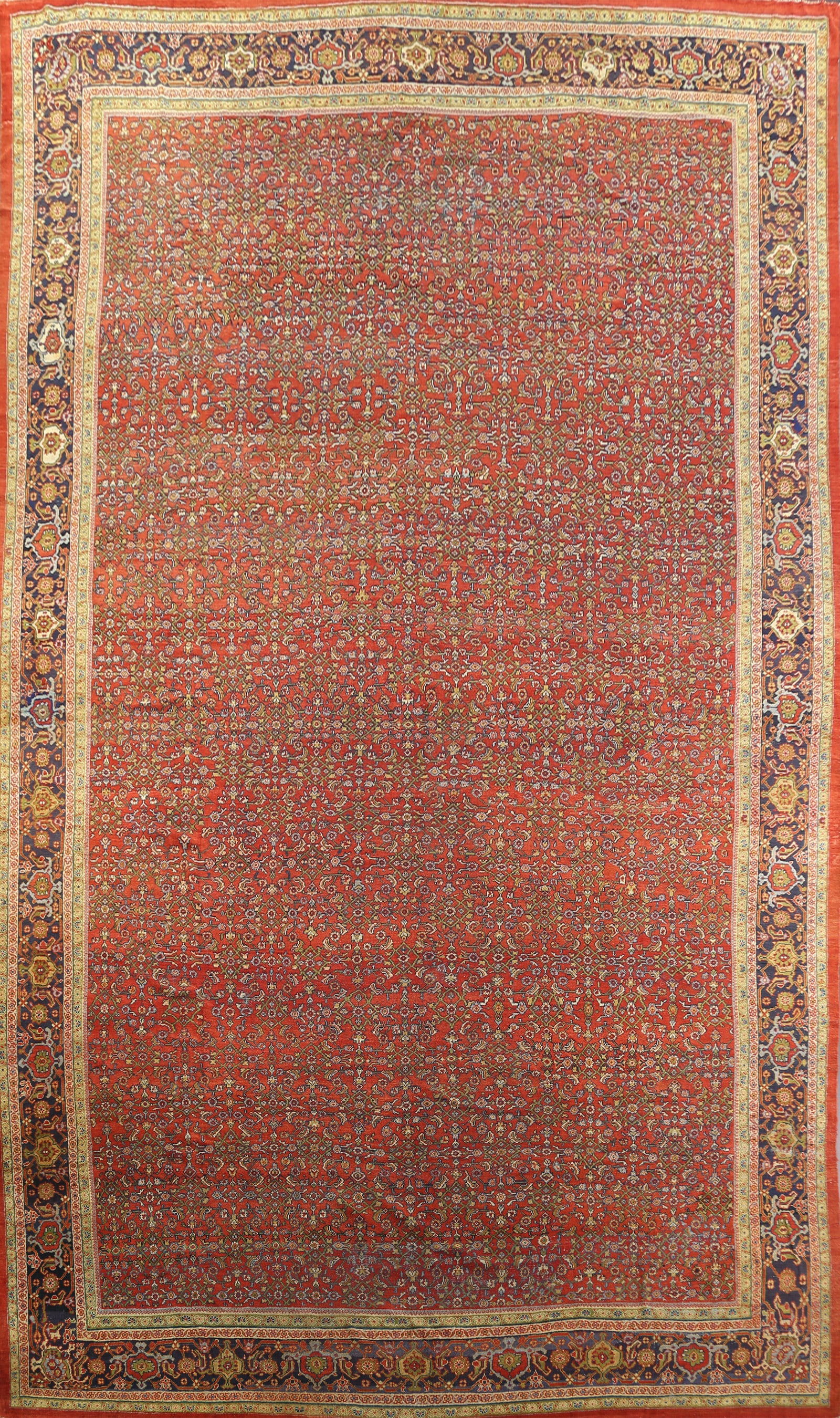 Pre-1900 Antique Vegetable Dye Sultanabad Persian Rug 15x22: Title:Pre-1900 Antique Vegetable Dye Sultanabad Persian Rug 15x22 Origin:A Beautiful Genuine Iran ( Persia ) Sultanabad rug is Hand Knotted by skillful weavers in Iran ( Persia ) with