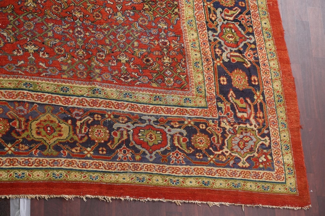 Pre-1900 Antique Vegetable Dye Sultanabad Persian Rug 15x22 - 7