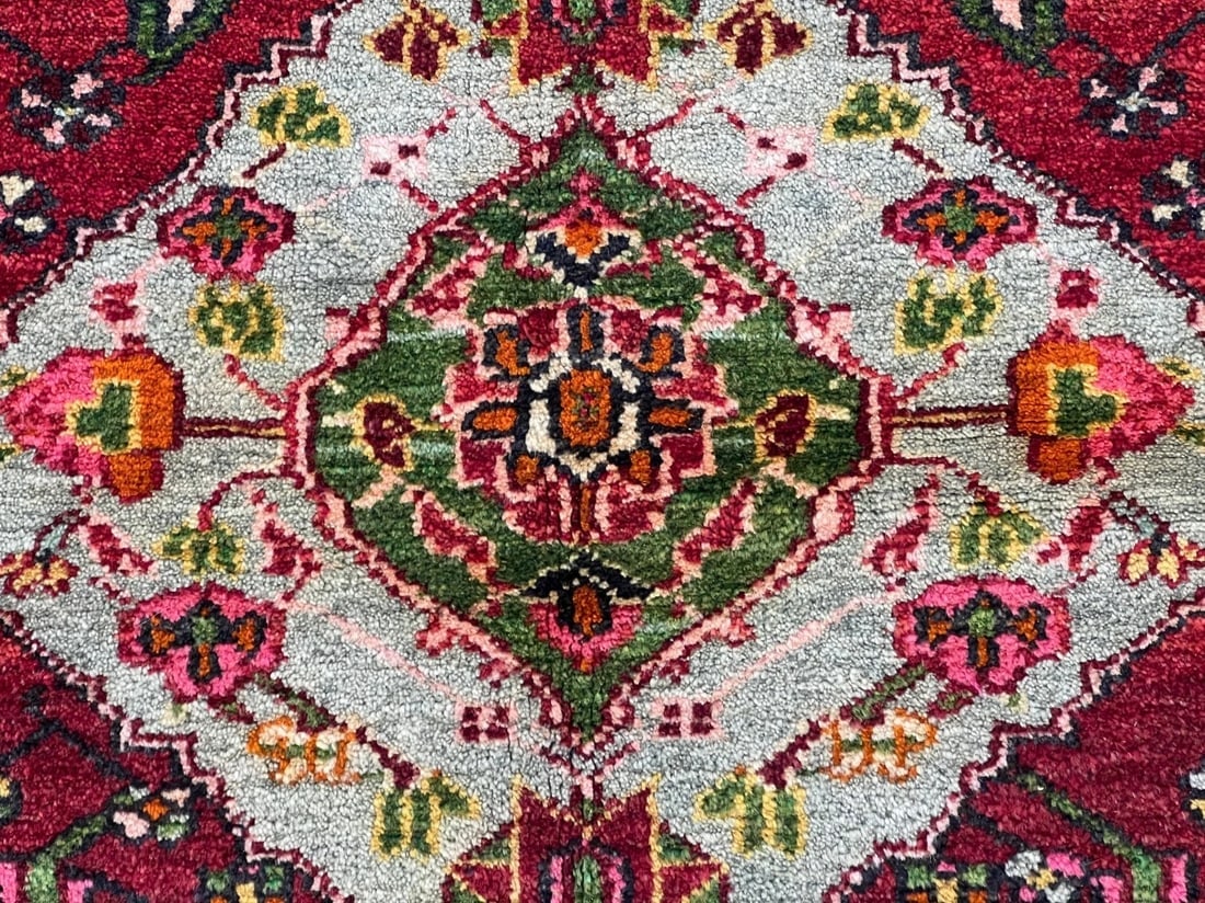 Hand-Knotted Sarouk Semi-Antique Wool Reds Blues Oriental Area Rug 4'6" x 6'9" - 5