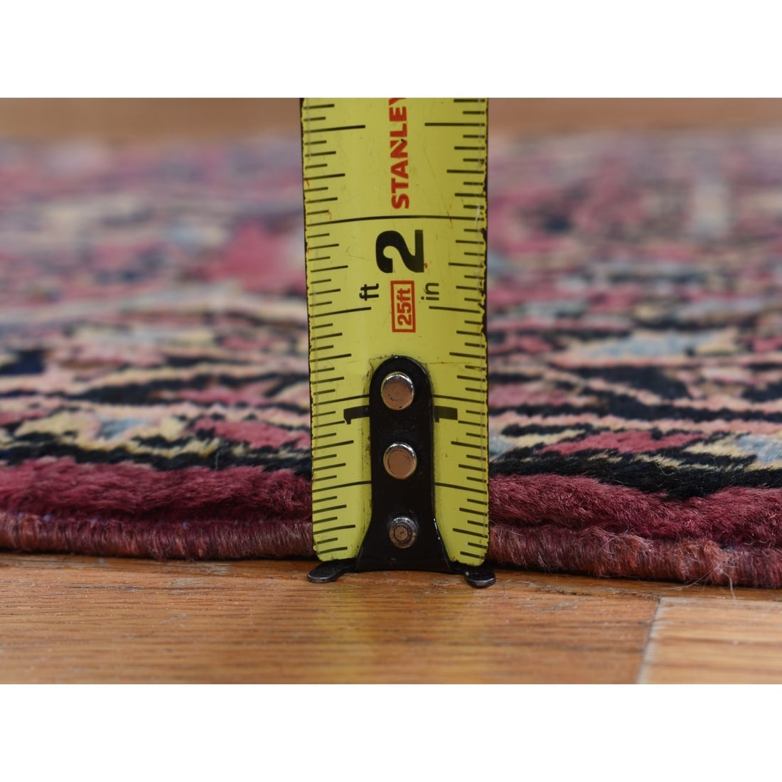 Purple, Antique Persian Sarouk 100% Wool, Hand Knotted Runner Rug - 9