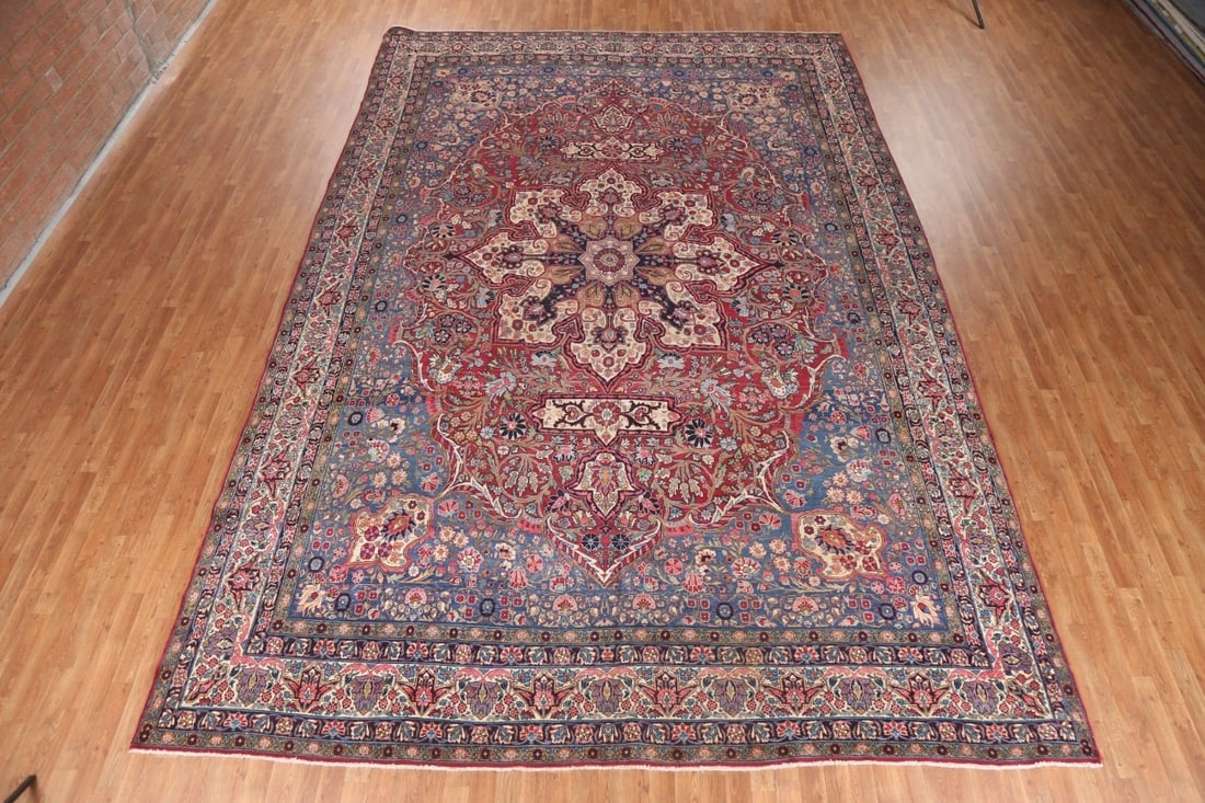 Pre-1900 Antique Vegetable Dye Yazd Large Persian Rug 11x16 - 3