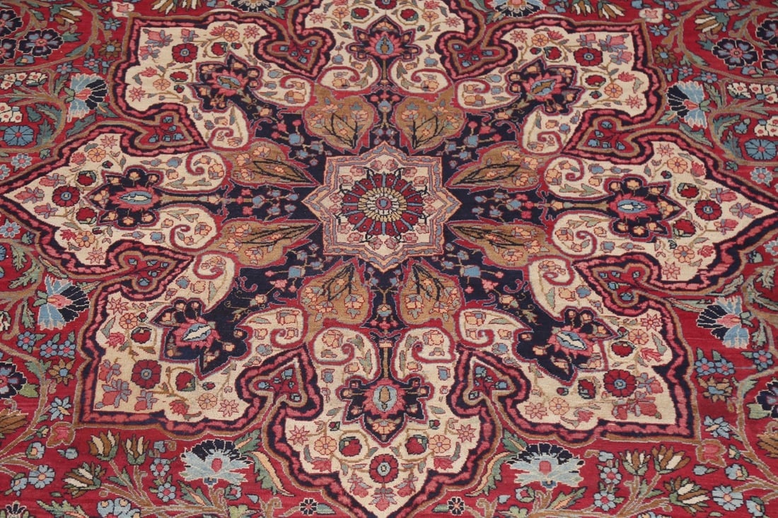 Pre-1900 Antique Vegetable Dye Yazd Large Persian Rug 11x16 - 4