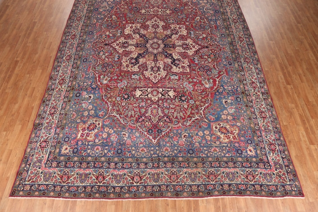 Pre-1900 Antique Vegetable Dye Yazd Large Persian Rug 11x16 - 5