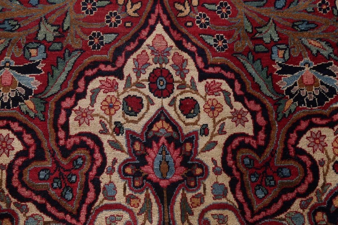 Pre-1900 Antique Vegetable Dye Yazd Large Persian Rug 11x16 - 9