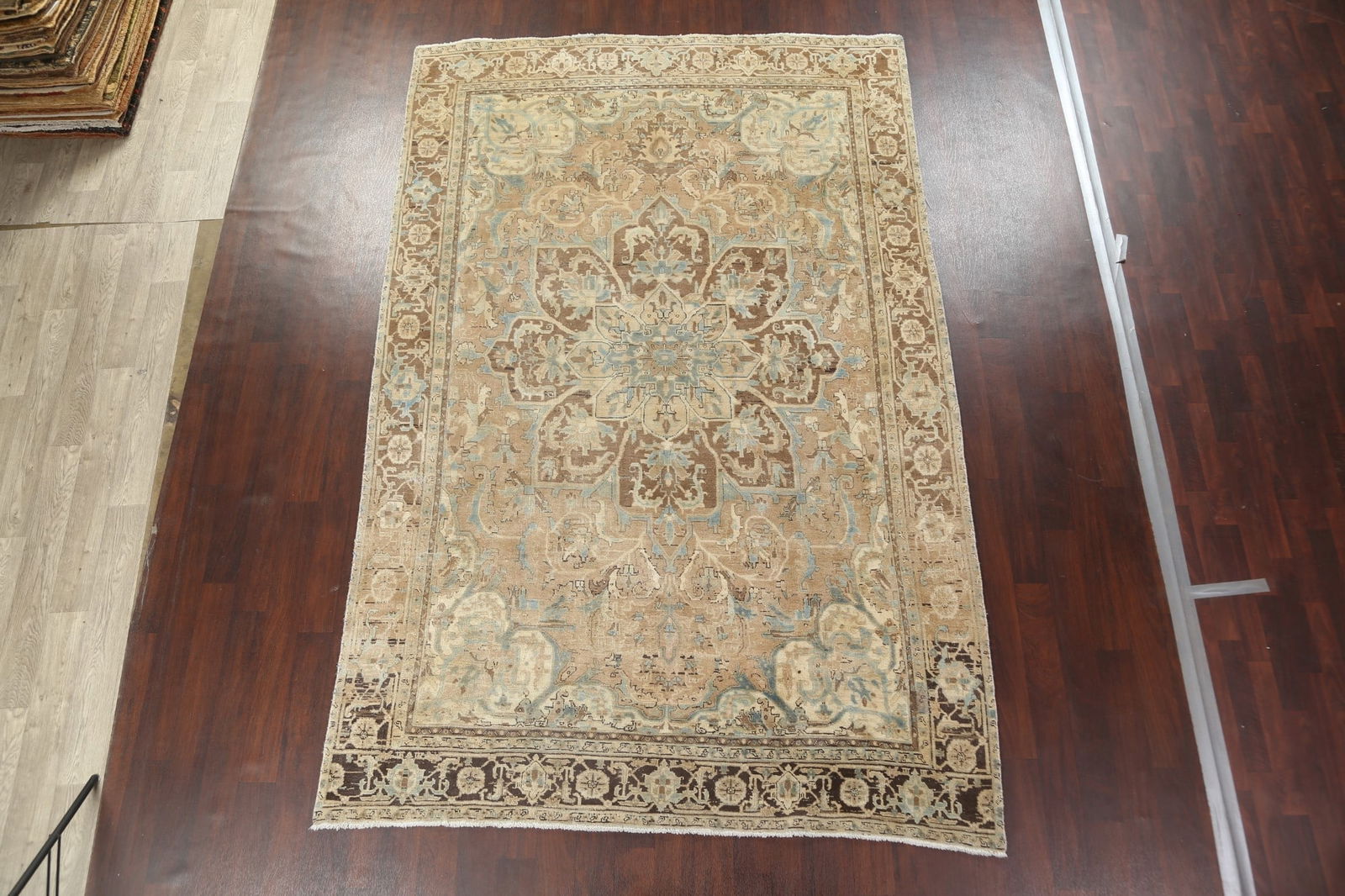 Antique Geometric Heriz Persian Area Rug 7x11 - 3