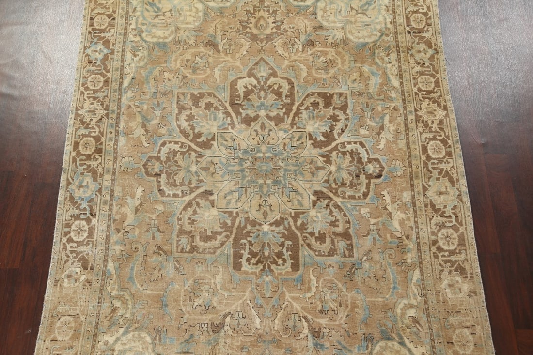 Antique Geometric Heriz Persian Area Rug 7x11 - 4