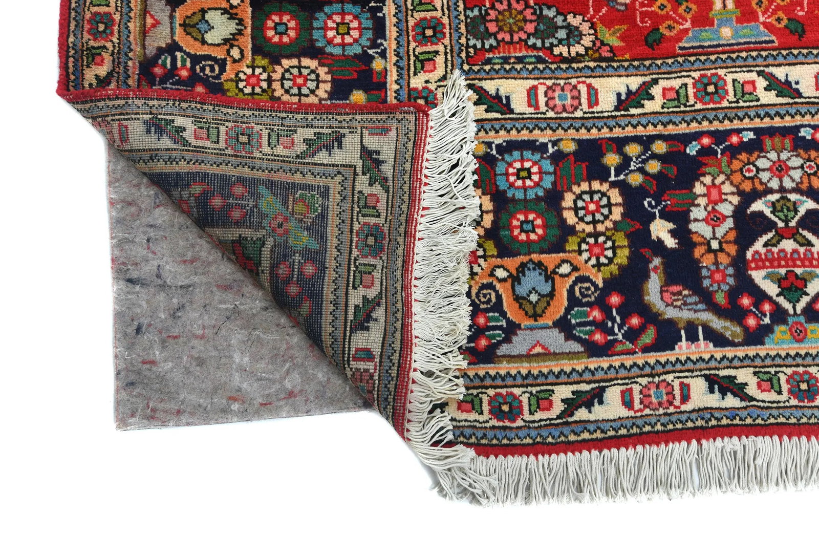 Vintage Orange-red Floral Traditional 10X13 Tabriz Persian Rug - 12