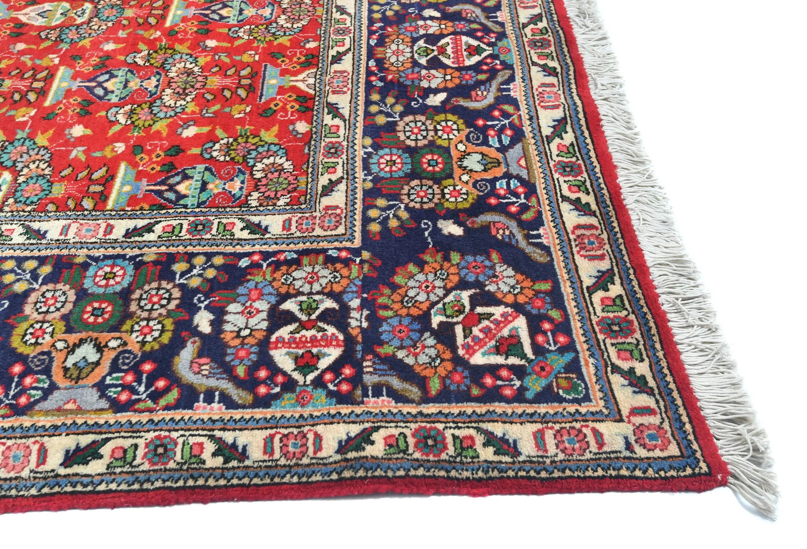 Vintage Orange-red Floral Traditional 10X13 Tabriz Persian Rug - 8