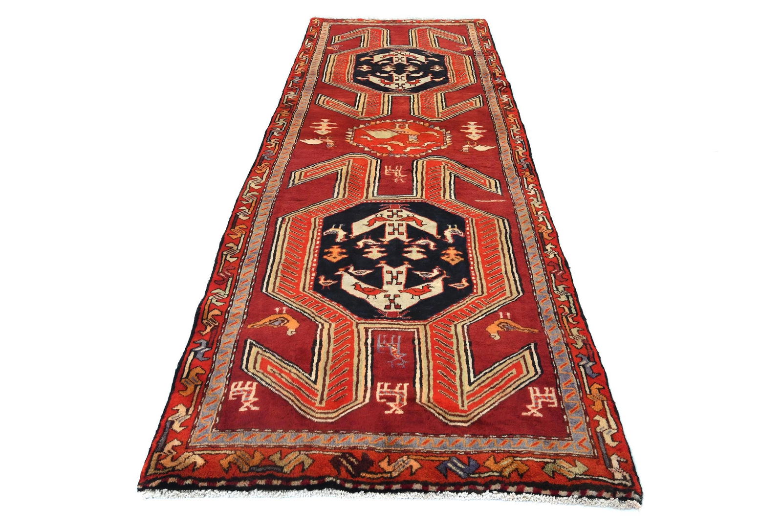 Vintage Purple-navy Tribal 3'6X10'5 Meshkin Persian Runner Rug - 9