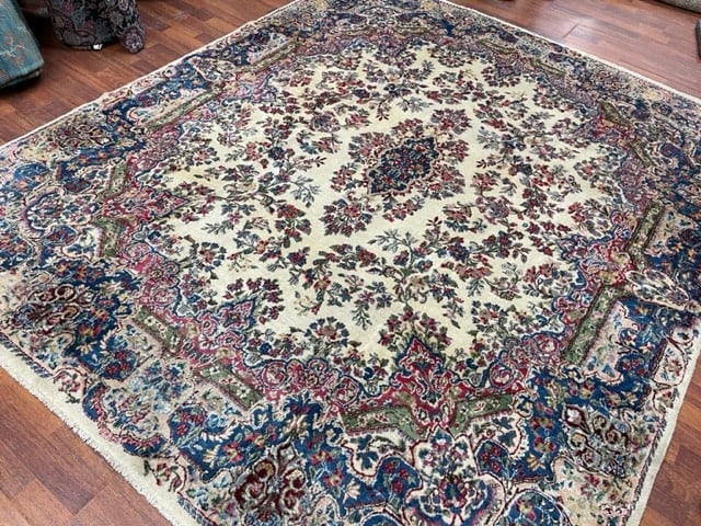Antique square size Ravar kirman rug-3898 - 5