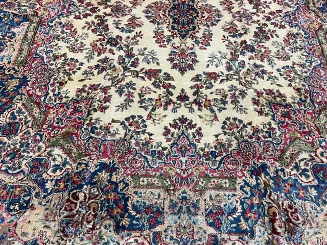 Antique square size Ravar kirman rug-3898 - 7