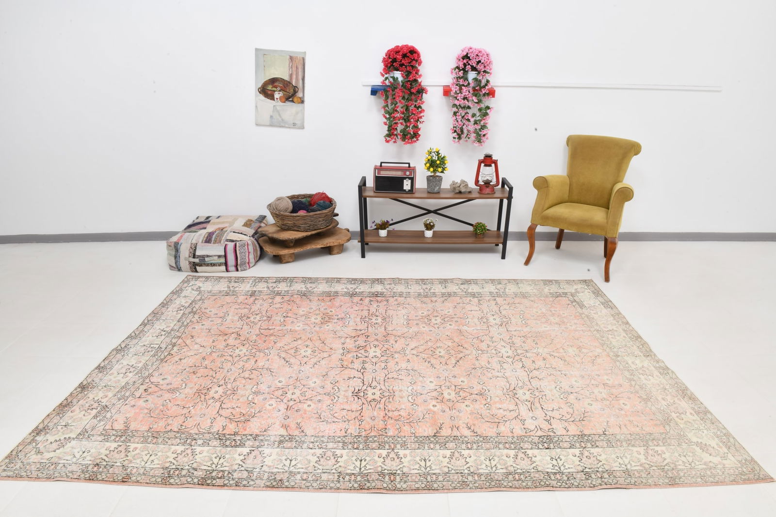 6'11'' x 9'10'' Handmade Vintage Wool Rug - 22230: Title: 6'11'' x 9'10'' Handmade Vintage Wool Rug - 22230 Description:6'11'' x 9'10'' Handmade Vintage Wool Rug - 22230 Origin:Turkiye Date/Period:1960-90 Materials:Wool,Cotton Dimension:6'11''x9'10''