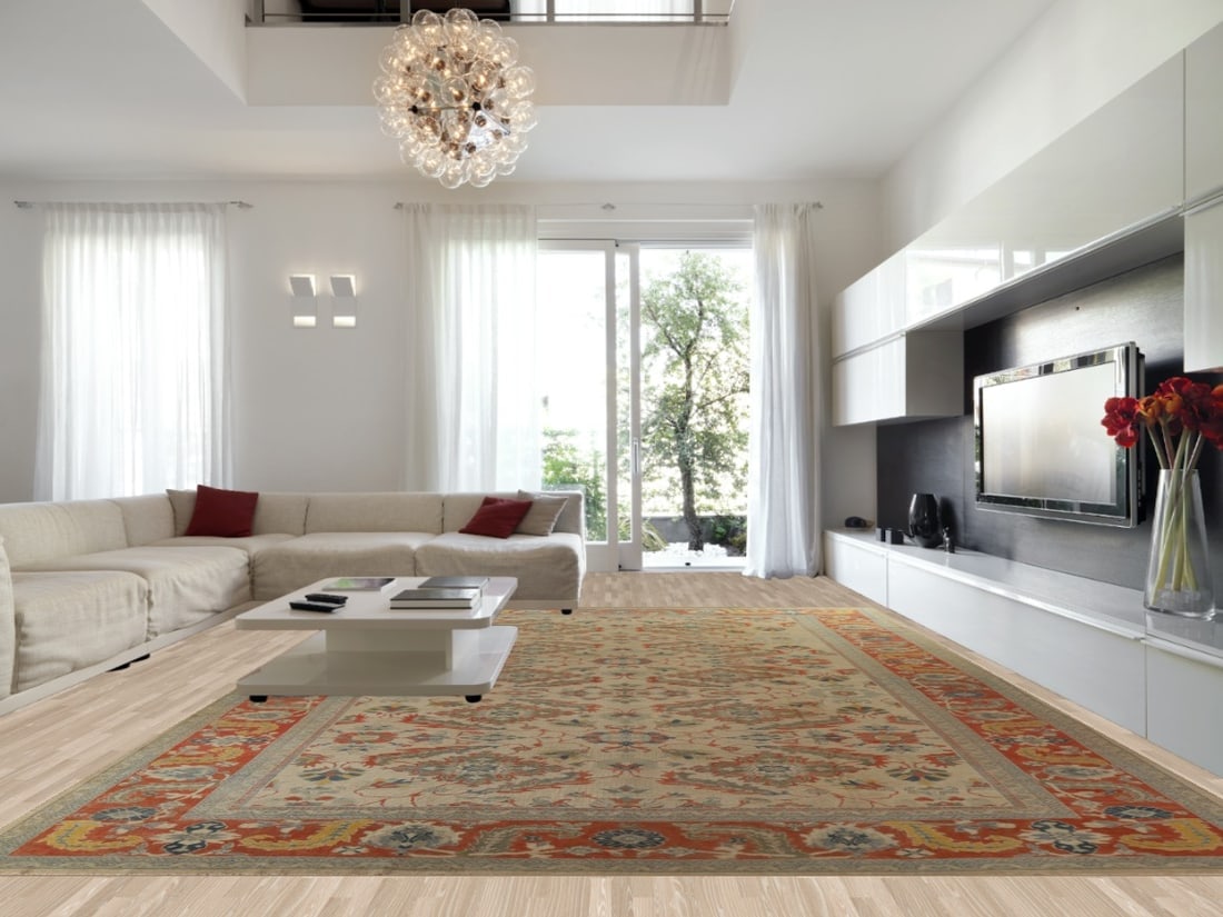 Palace Size Antique Vegetable Dye Sultanabad Persian Rug 14x20 - 2