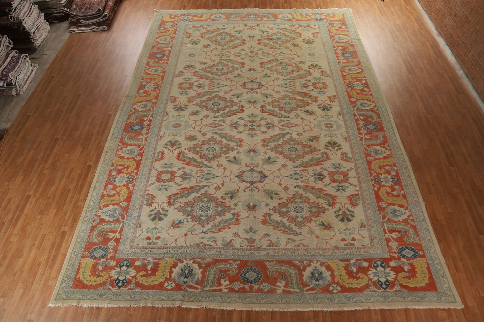 Palace Size Antique Vegetable Dye Sultanabad Persian Rug 14x20 - 3