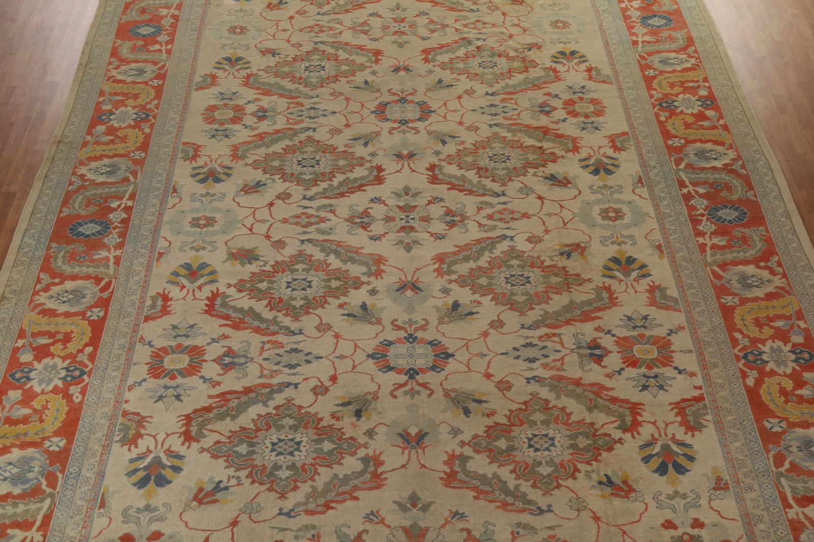Palace Size Antique Vegetable Dye Sultanabad Persian Rug 14x20 - 4