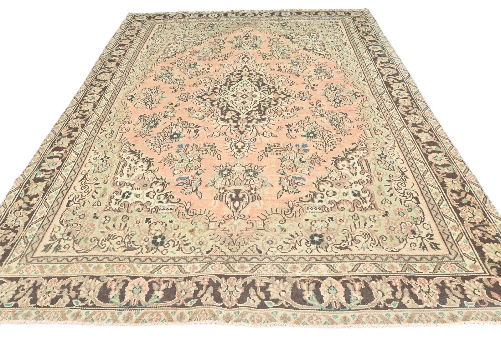 Semi Antique Muted Floral 7X10 Distressed Vintage Oriental Rug - 2