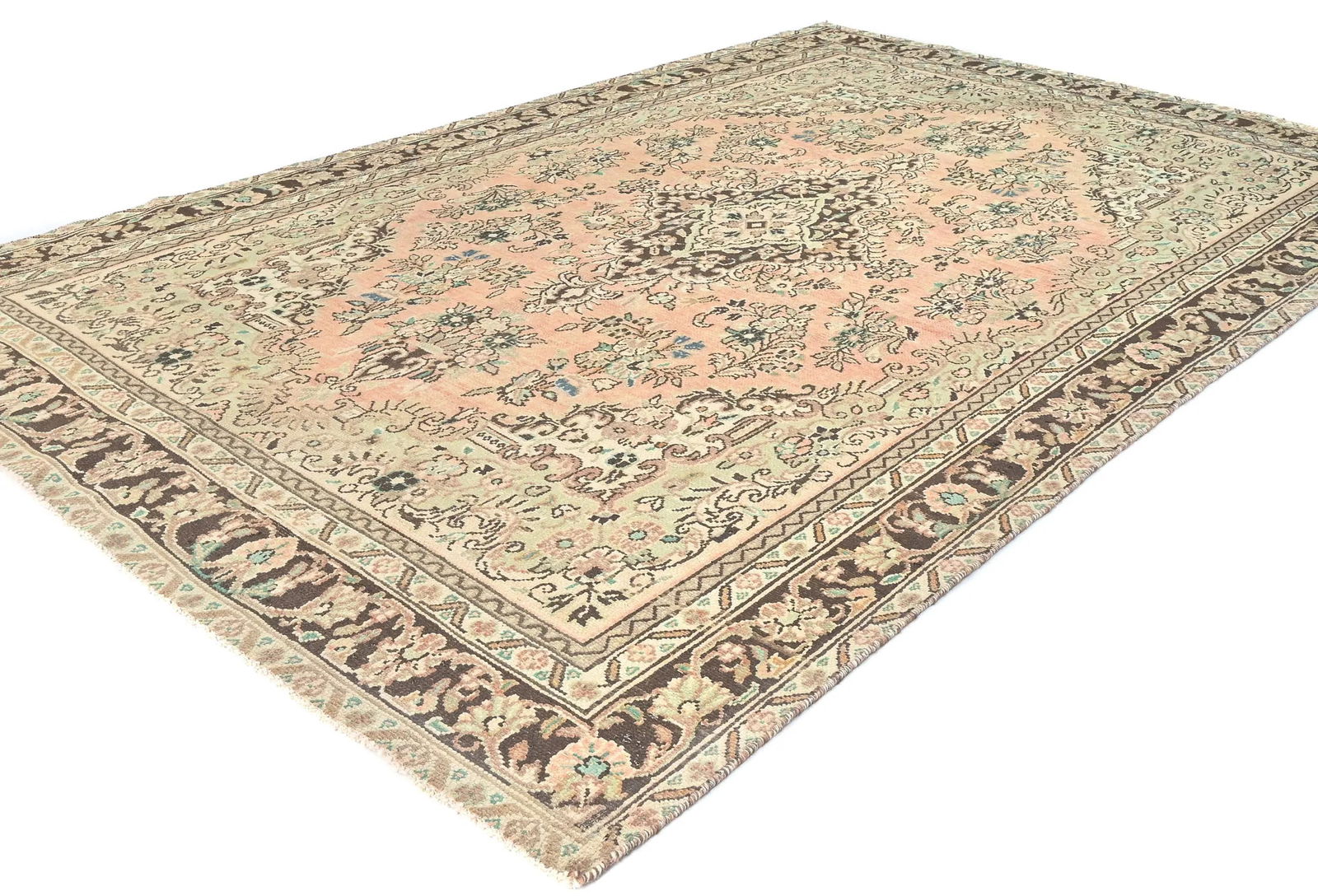 Semi Antique Muted Floral 7X10 Distressed Vintage Oriental Rug - 3