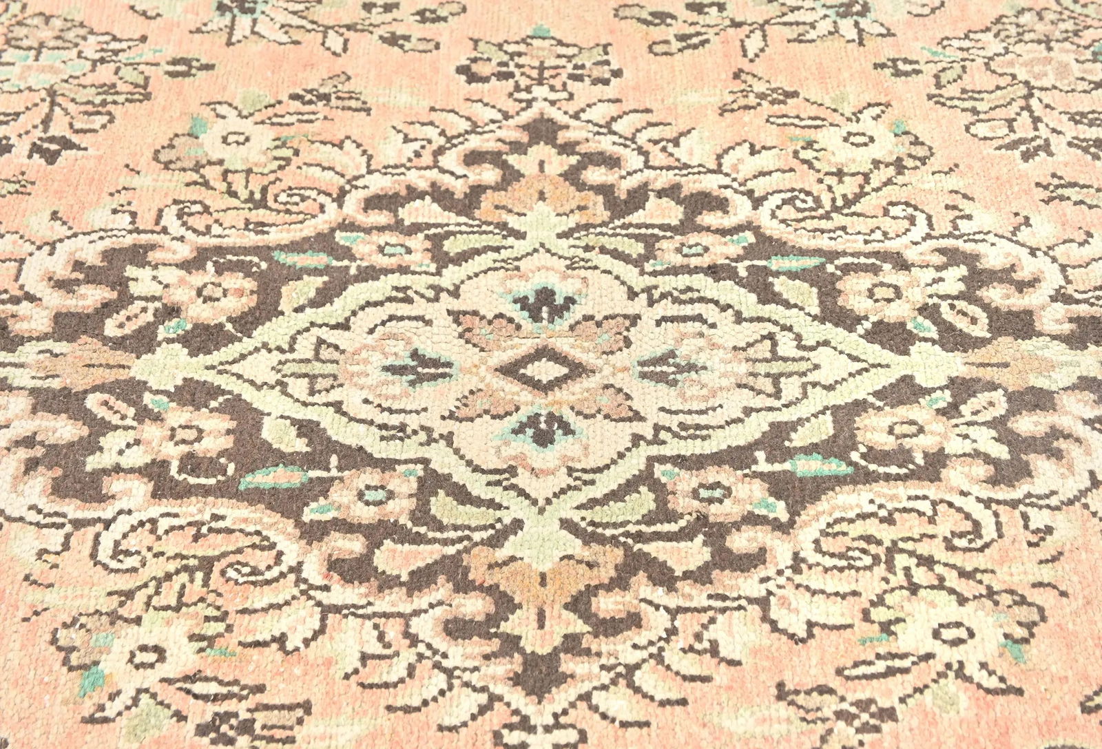 Semi Antique Muted Floral 7X10 Distressed Vintage Oriental Rug - 5