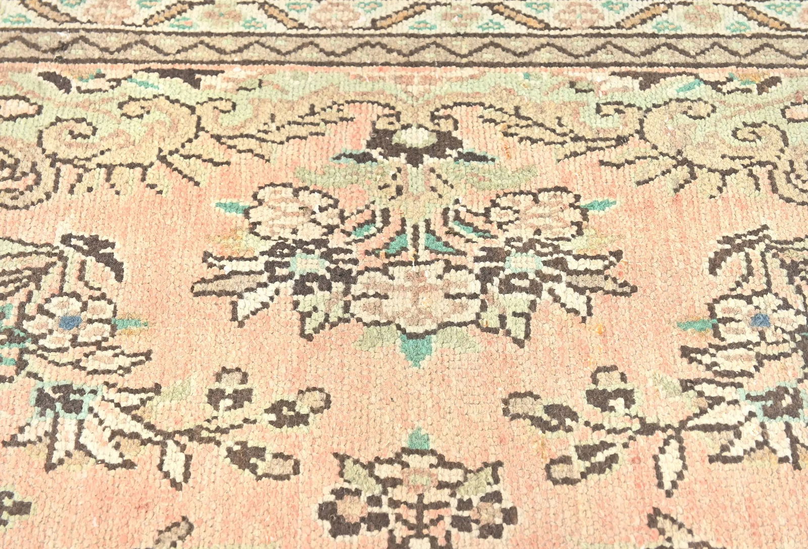 Semi Antique Muted Floral 7X10 Distressed Vintage Oriental Rug - 7